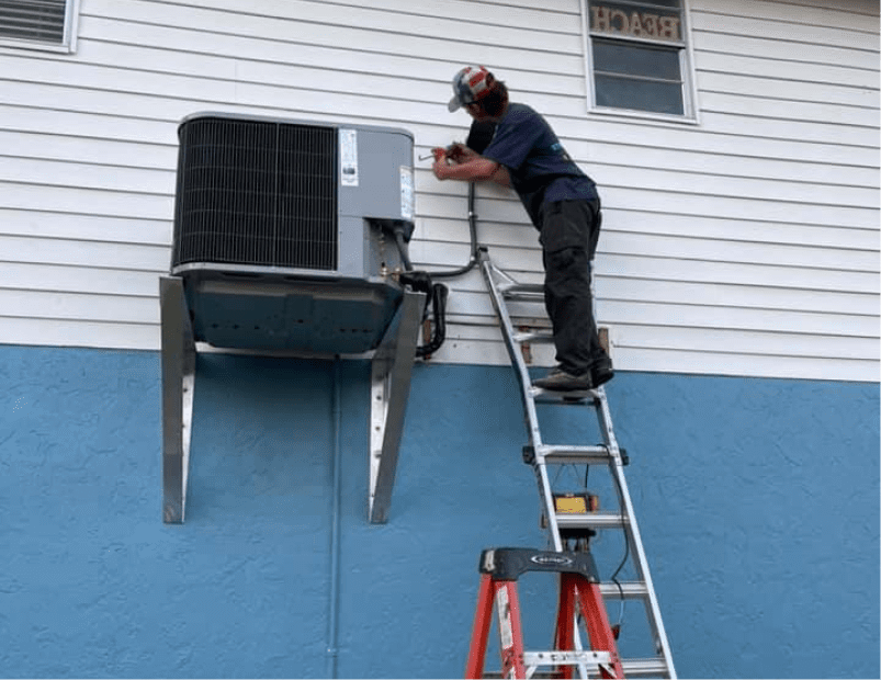 An HVAC repairation in progress