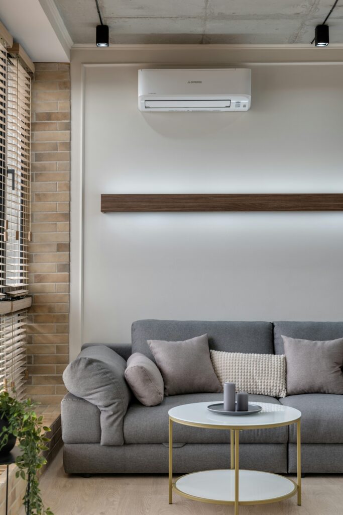 A picture of a home with an indoor air conditioning unit